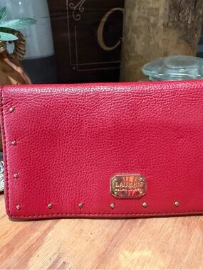 Ralph Lauren Red Leather Wallet with Stud Detail